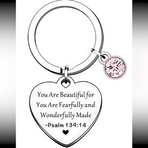 Psalm 139:14 Heart Key Chain, Bible Verse Keychain